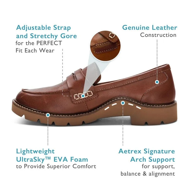 Aetrex Women's Collette Loafers- Cognac