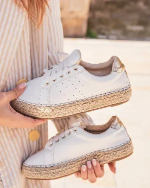 Basket espadrille femme blanche à lacets - Arielle