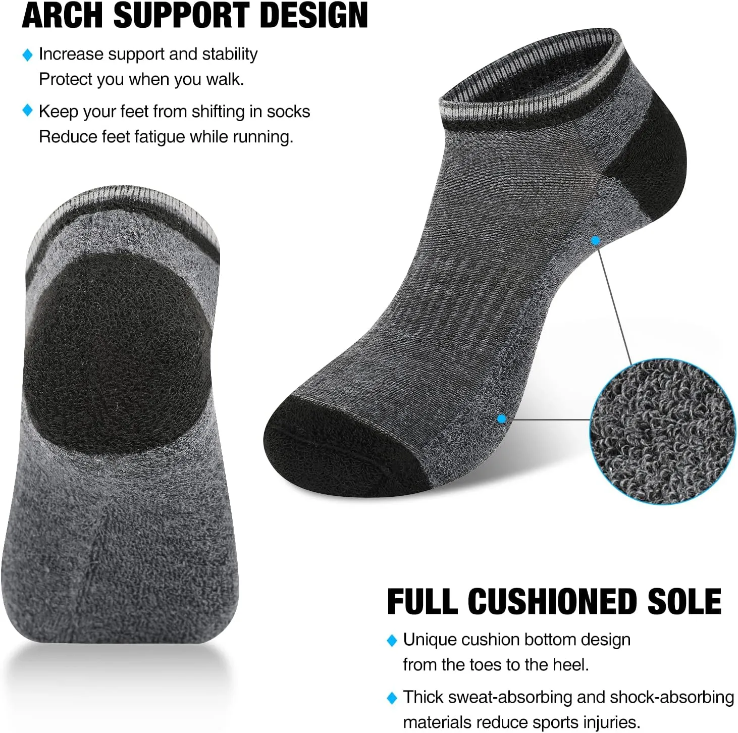 COOVAN 8 Pairs Mens Ankle Socks Low Cut Breathable Casual Socks for Men