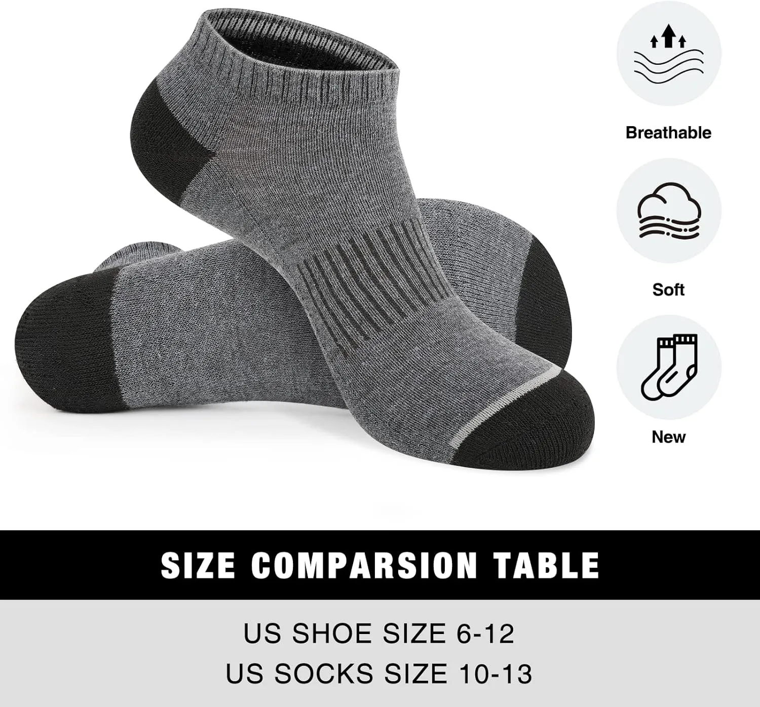 COOVAN 8 Pairs Mens Ankle Socks Low Cut Breathable Casual Socks for Men