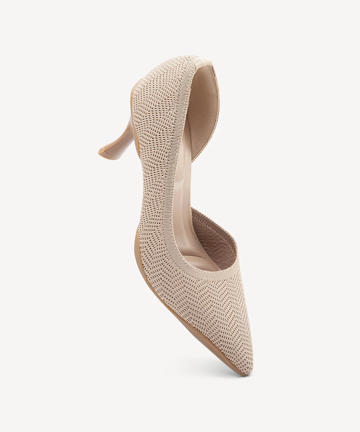 Elegant Knit Pointed Toe Heeled Pumps