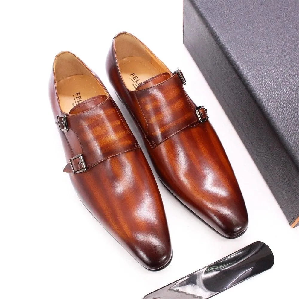 FC Men's Genuine Calf Leather Oxford Shoes W/ Monk Strap