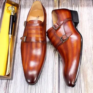 FC Men's Genuine Calf Leather Oxford Shoes W/ Monk Strap