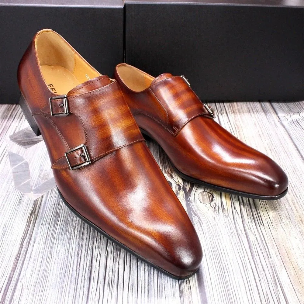 FC Men's Genuine Calf Leather Oxford Shoes W/ Monk Strap