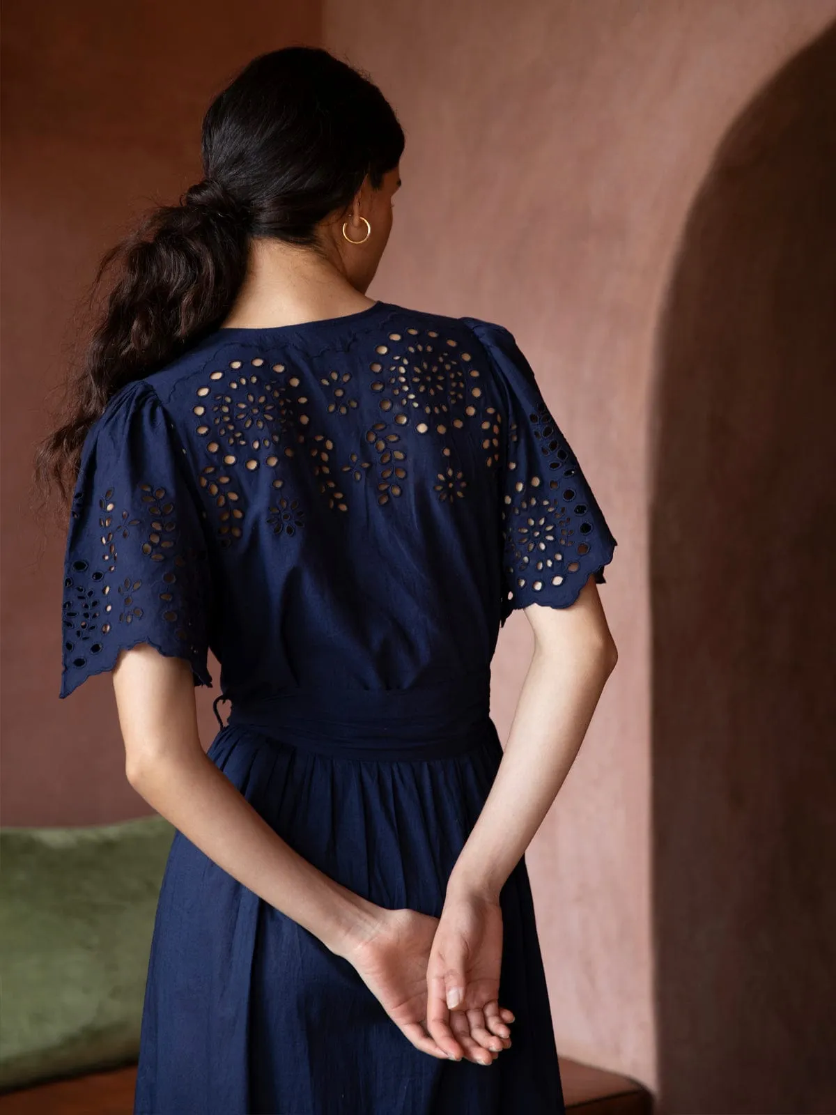 Margot Broderie Anglaise Dress – Navy