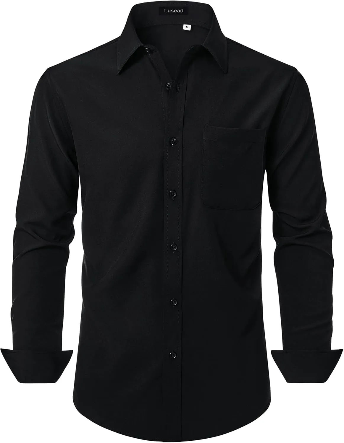Men's Dress Shirts Long Sleeve Stretch Regular Fit Casual Formal Wedding Wrinkle Free Button Down Shirt with Pocket