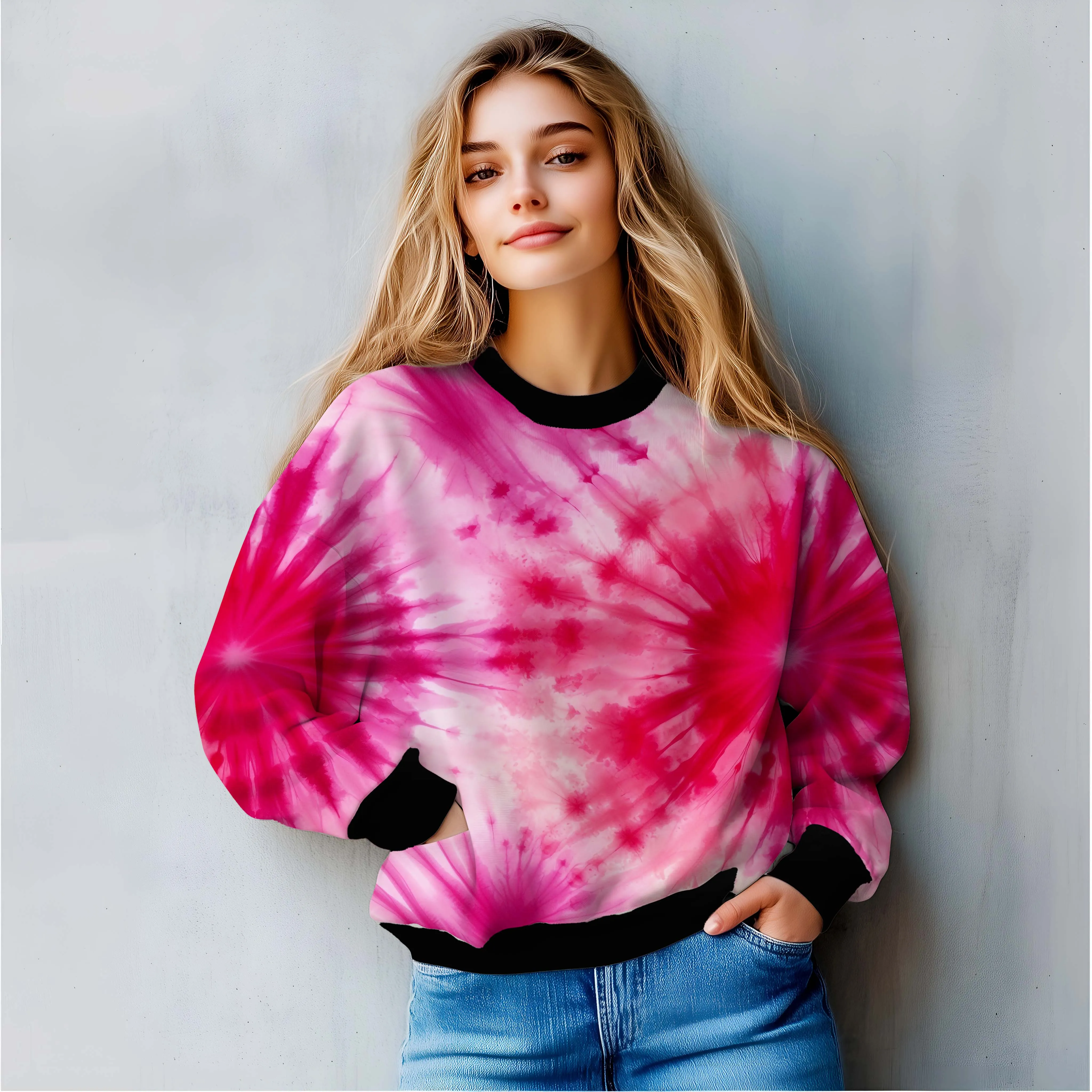 Pink Cotton Candy Tie-Dye All Over Sweatshirt