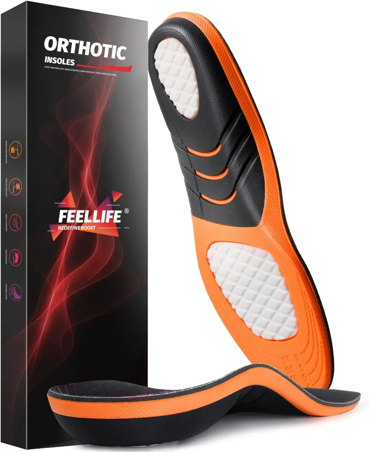 Plantar Fasciitis Relief Shoe Insoles [1-Pair], Arch Support Insoles, Running Athletic Gel Shoe Inserts, Orthotic Insoles for Arch Pain [Trim to Fit: Men 10-14/Women 11-15]