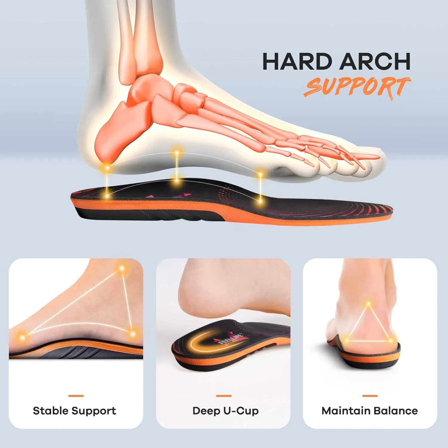 Plantar Fasciitis Relief Shoe Insoles [1-Pair], Arch Support Insoles, Running Athletic Gel Shoe Inserts, Orthotic Insoles for Arch Pain [Trim to Fit: Men 10-14/Women 11-15]
