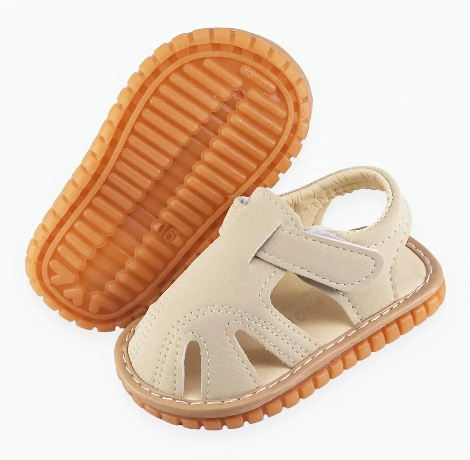 WILLFUN Baby Boy Girl Summer Infant Squeaky Sandals Premium Rubber Sole Closed-Toe Non-Slip Shoes Toddler First Walkers