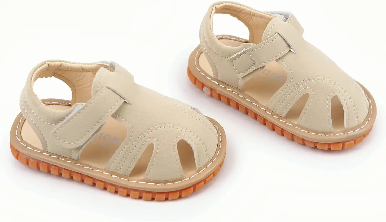 WILLFUN Baby Boy Girl Summer Infant Squeaky Sandals Premium Rubber Sole Closed-Toe Non-Slip Shoes Toddler First Walkers