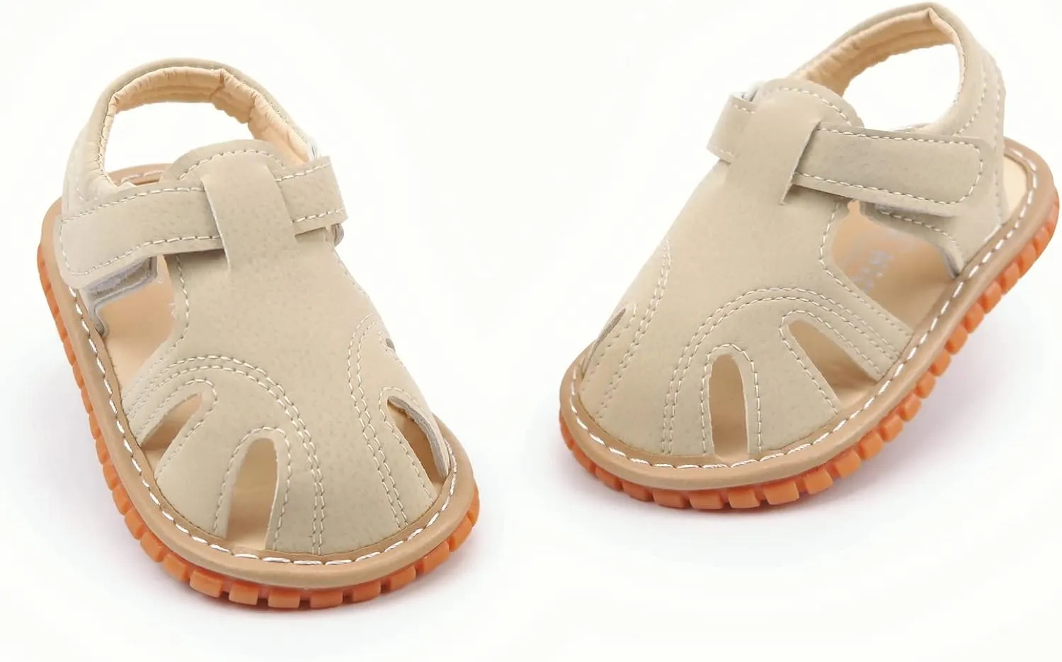 WILLFUN Baby Boy Girl Summer Infant Squeaky Sandals Premium Rubber Sole Closed-Toe Non-Slip Shoes Toddler First Walkers