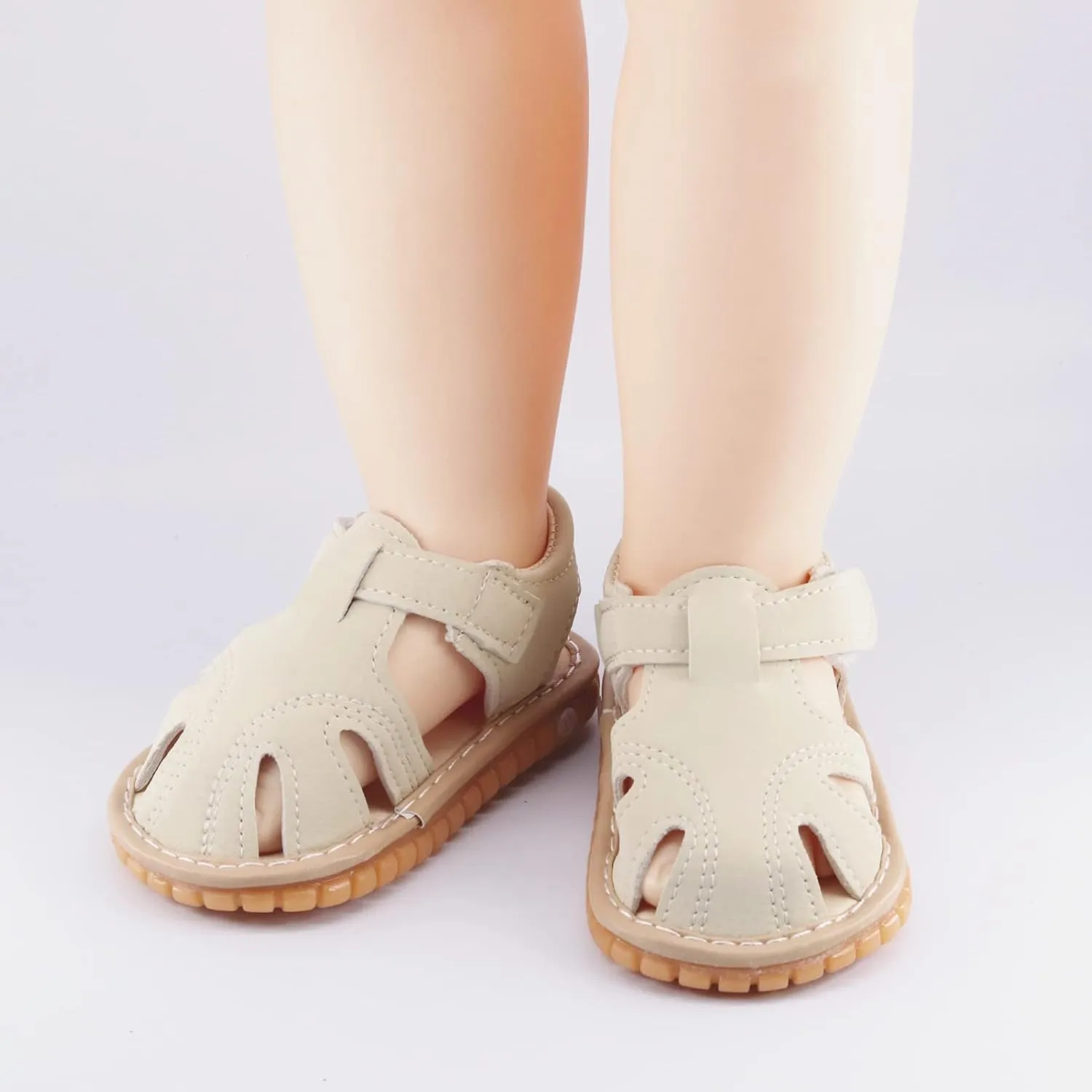WILLFUN Baby Boy Girl Summer Infant Squeaky Sandals Premium Rubber Sole Closed-Toe Non-Slip Shoes Toddler First Walkers