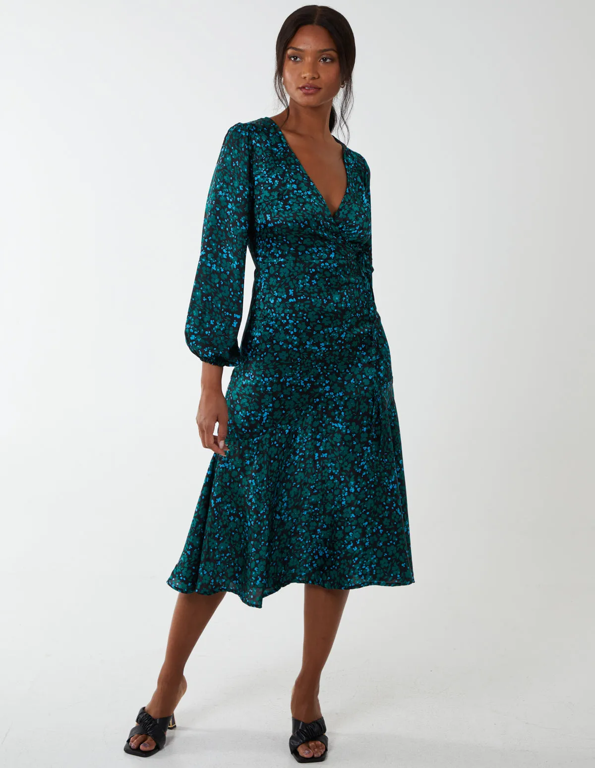 Wrap Front Midi Dress