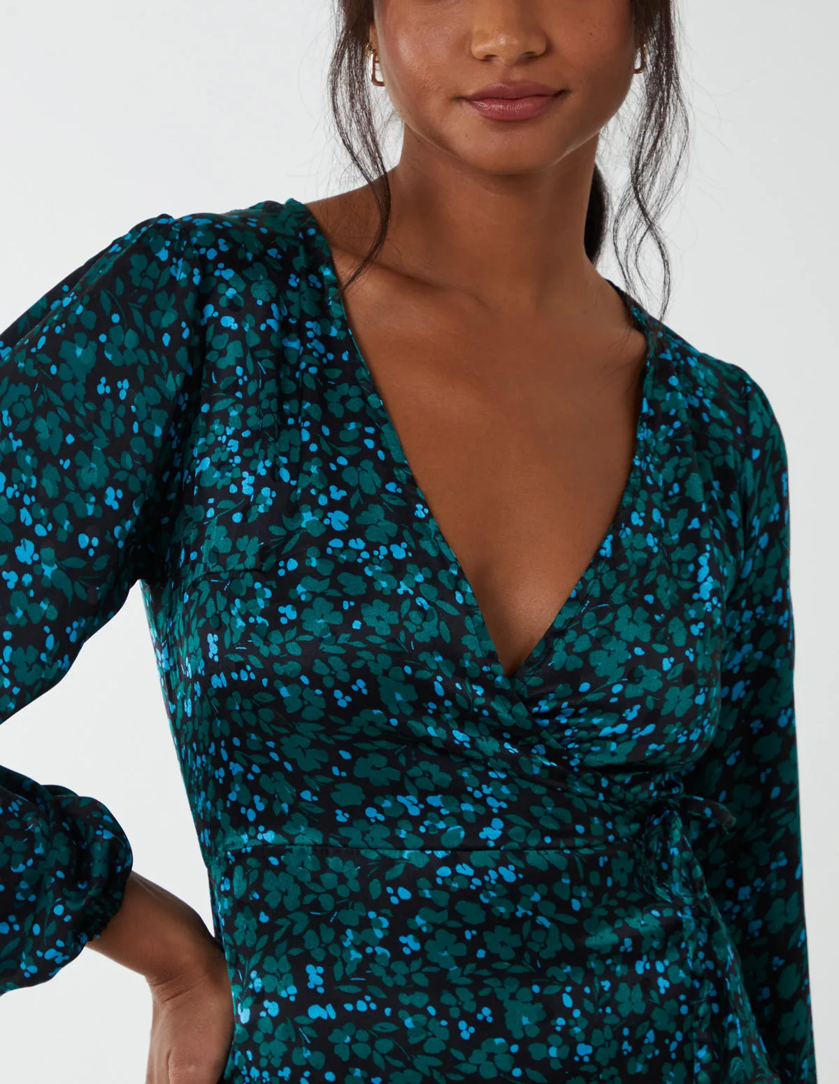 Wrap Front Midi Dress
