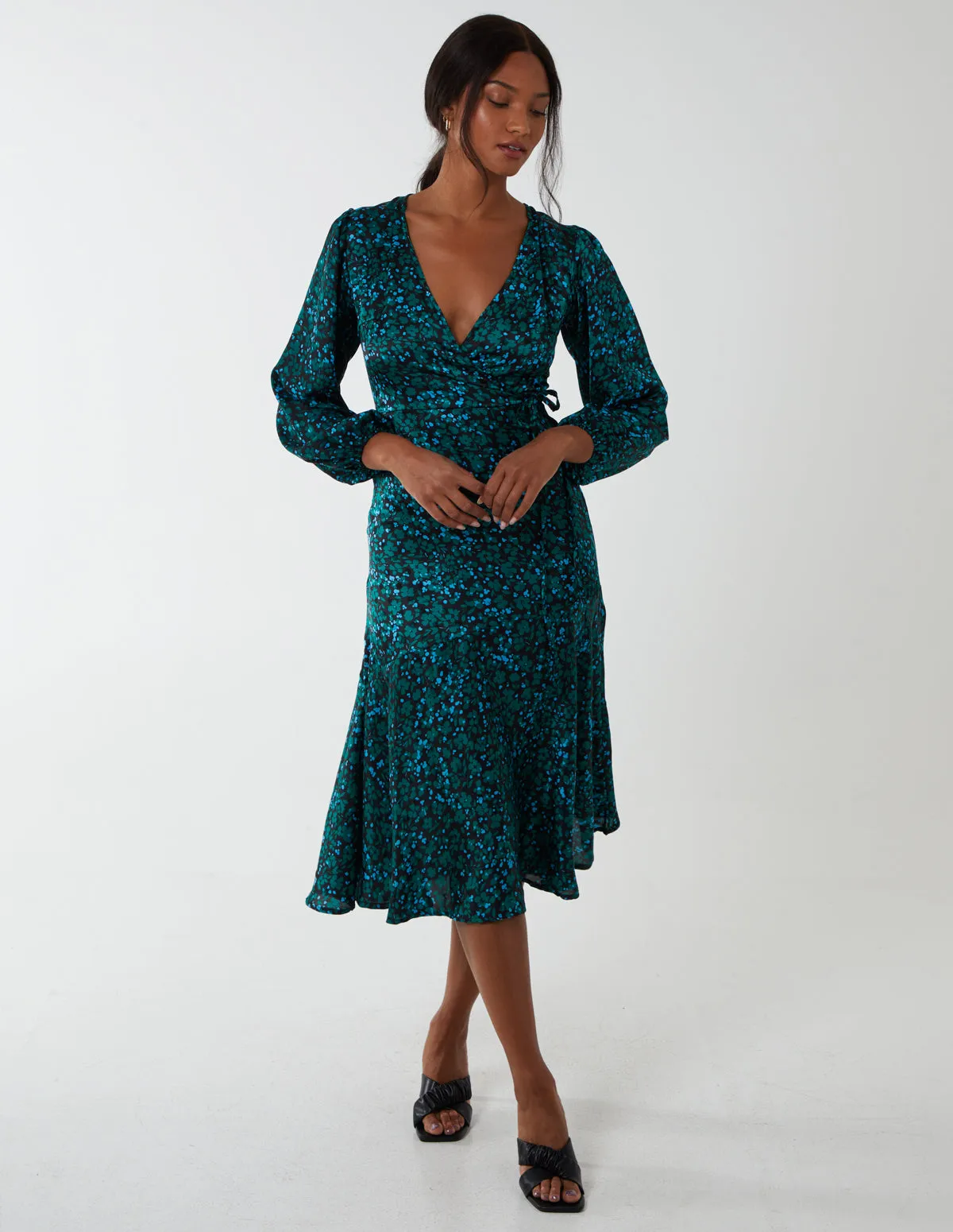 Wrap Front Midi Dress